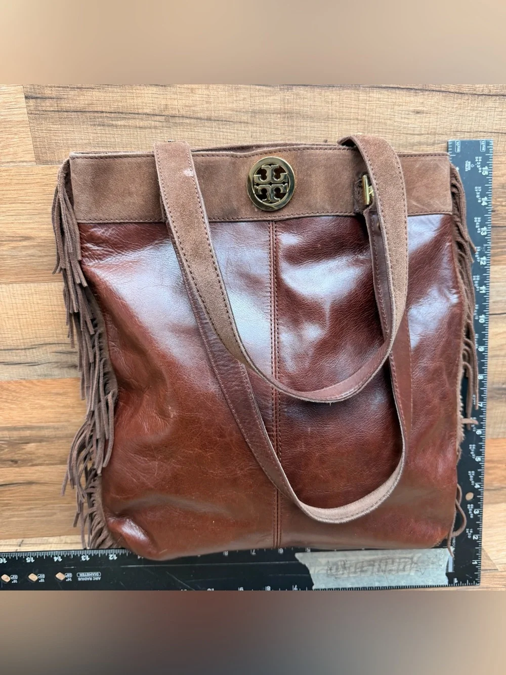 Tory Burch Brown Leather Fringe Shoulder Bag